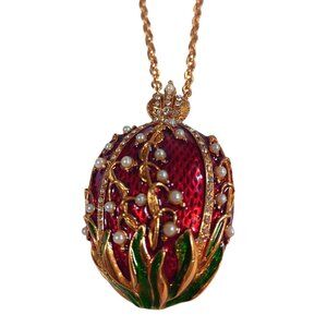 METROPOLITAN MUSEUM OF ART FABERGE EGG LILY FLOWER PENDANT BROOCH JOAN R…